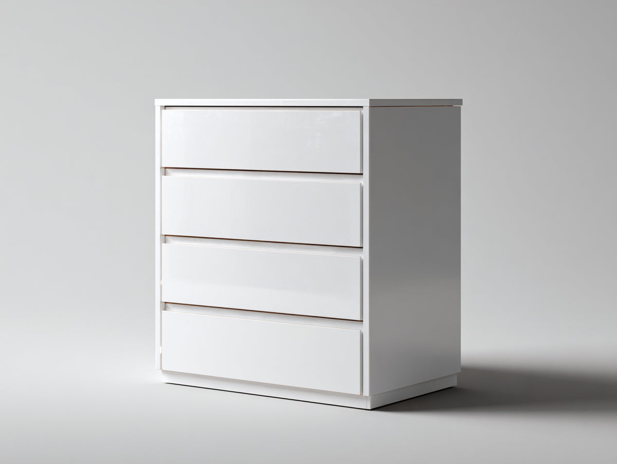 Commode - Bois manufacturé - 74 x 42 x 94 cm - Blanc - Style moderne