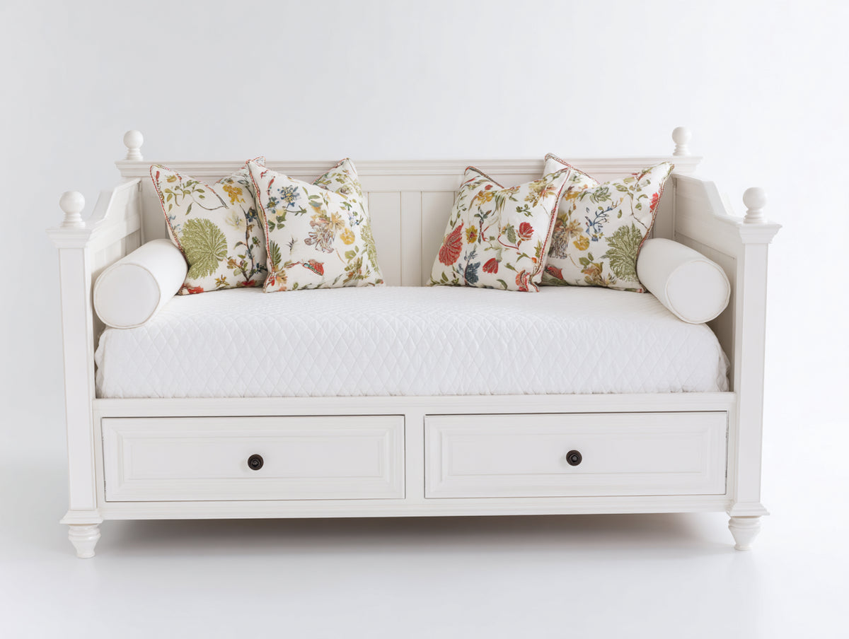 Canapé lit - Bois - 207x96x101 cm - Blanc - Style classique