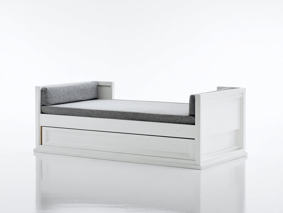 Canapé lit - Bois - 204x96x82 cm - Blanc - Style contemporain