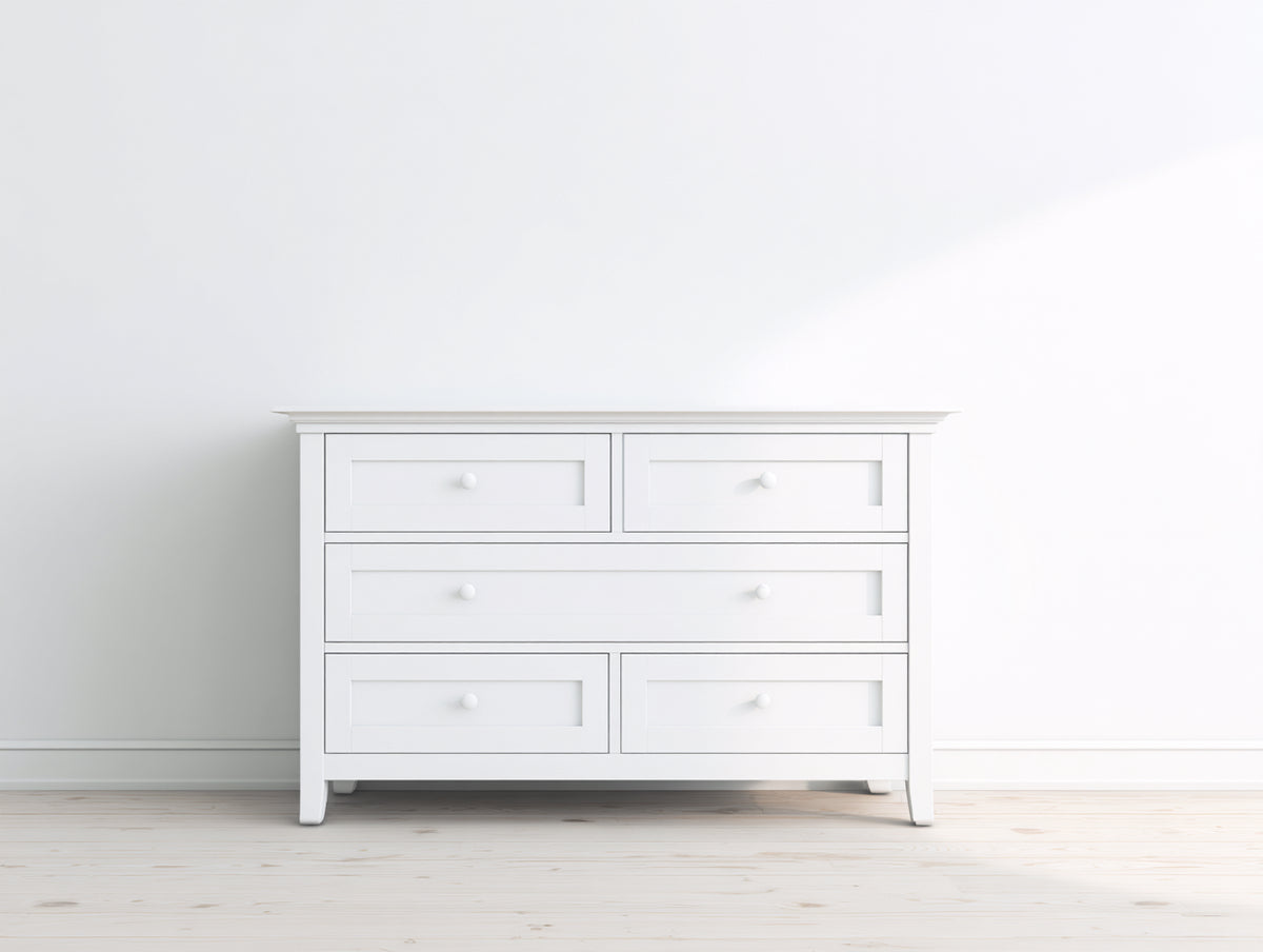 Commode - Bois manufacturé - 110 x 42 x 82 cm - Blanc - Style transitionnel