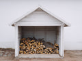 Abri à bûches - Bois - 200 x 85 x 185cm - Blanc vieilli - Rustique