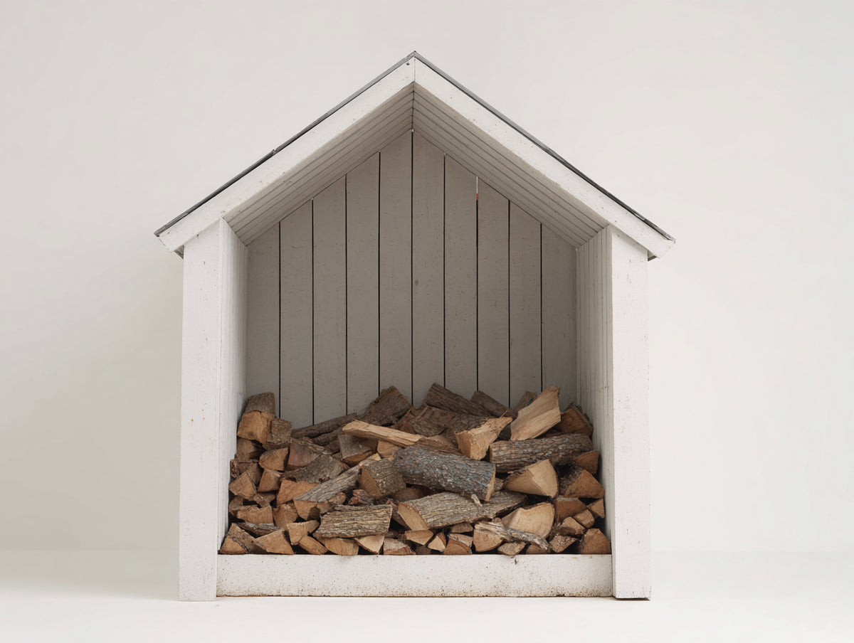 Abri à bûches - Bois - 120 x 60 x 150cm - Blanc-Gris clair - Champêtre