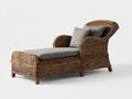 Bain de soleil - Rotin tressé-Tissu - 195 x 86 x 92cm - Marron-Gris - Rustique