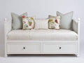 Canapé lit - Bois-Tissu - 205 x 98 x 92 cm - Blanc-Beige - Style campagne