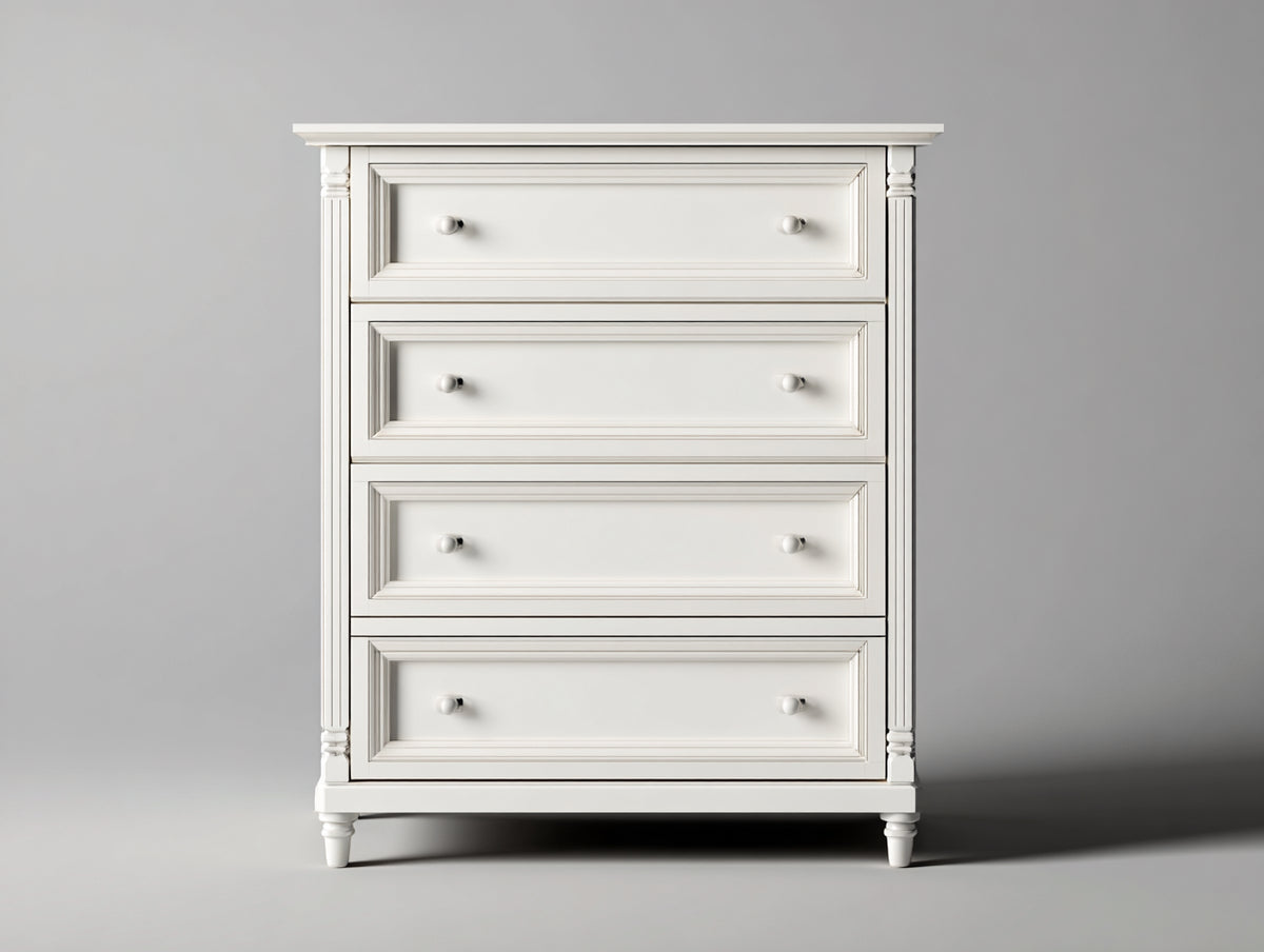 Commode - Bois manufacturé - 88 x 44 x 108 cm - Blanc cassé - Style classique