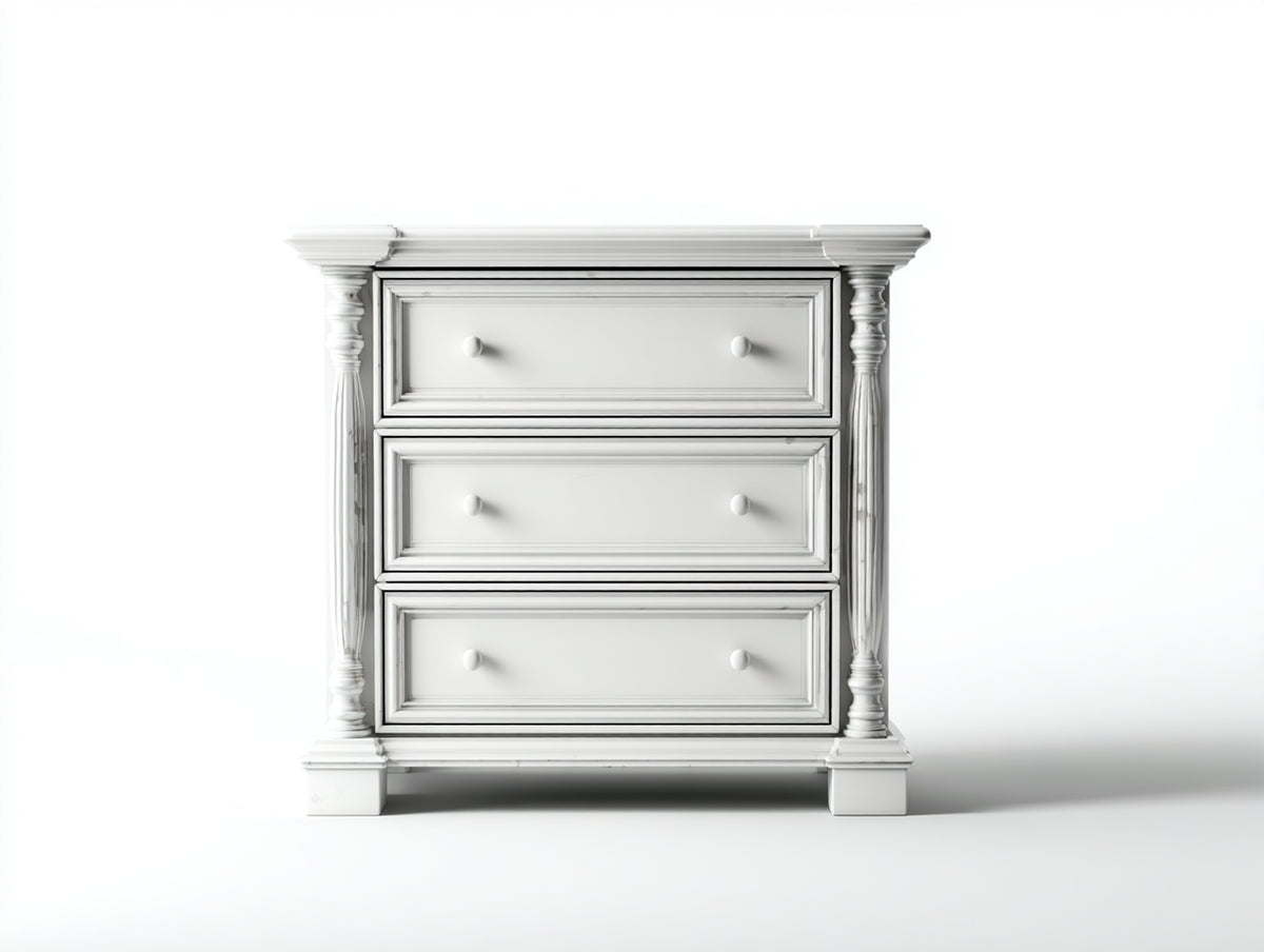 Commode - Bois manufacturé - 82 x 44 x 96 cm - Blanc - Style classique