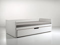 Canapé lit - Bois-Tissu - 205 x 96 x 78 cm - Blanc-Gris - Moderne