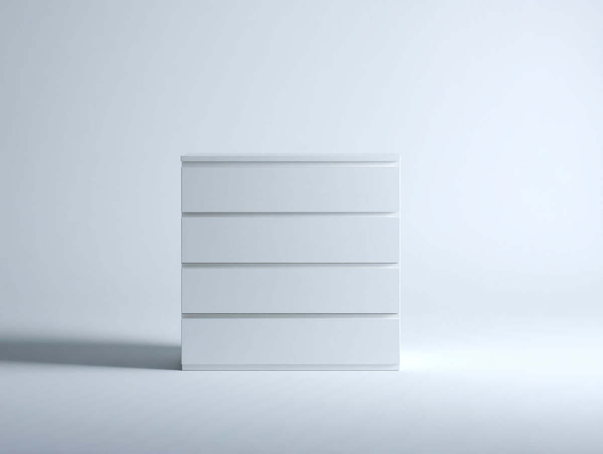 Commode - Bois manufacturé - 72 x 40 x 87 cm - Blanc - Style minimaliste