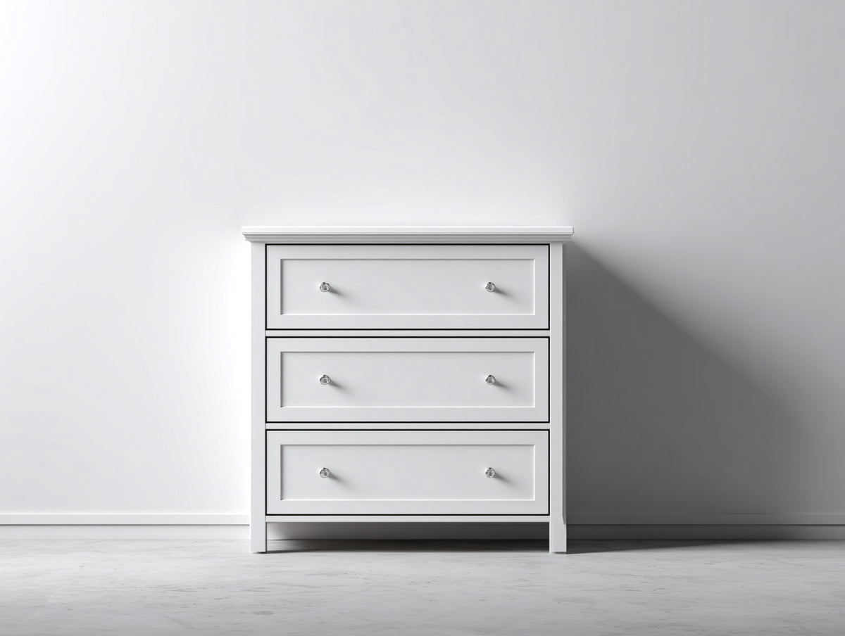 Commode - Bois manufacturé - 88 x 42 x 83 cm - Blanc - Style transitionnel