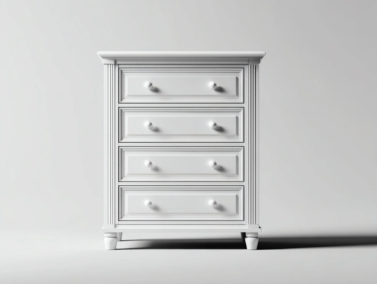 Commode - Bois manufacturé - 82 x 41 x 96 cm - Blanc - Style classique