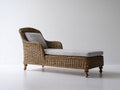 Bain de soleil - Rotin tressé-Tissu - 195 x 78 x 86cm - Naturel-Gris clair - Classique