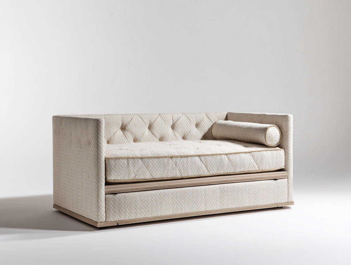 Canapé lit - Tissu - 200 x 90 x 85 cm - Beige clair - Contemporain