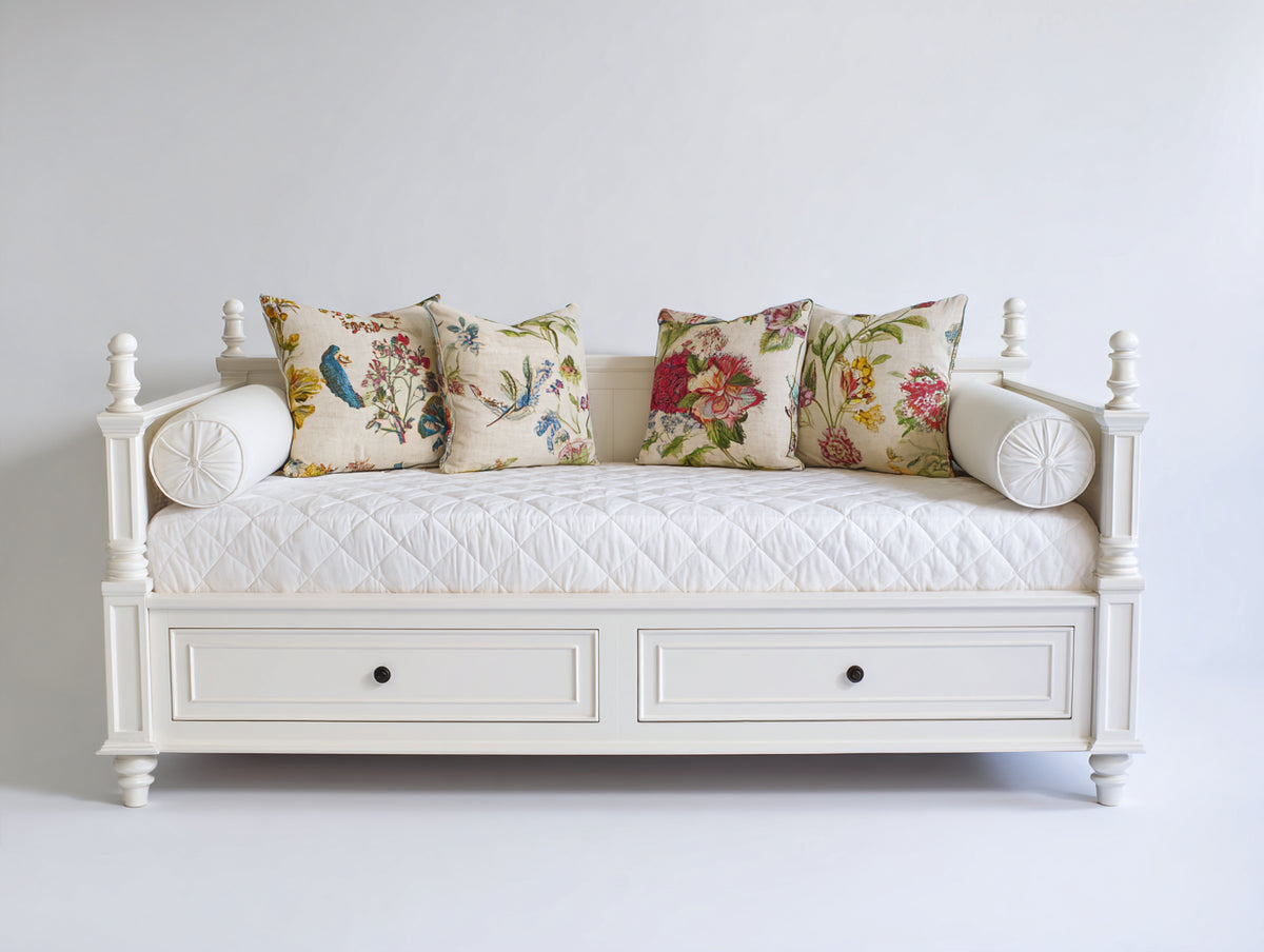 Canapé lit - Bois - 205x95x98 cm - Blanc - Style classique