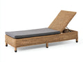 Bain de soleil - Rotin tressé-Tissu - 205 x 70 x 86cm - Naturel-Gris anthracite - Dossier inclinable