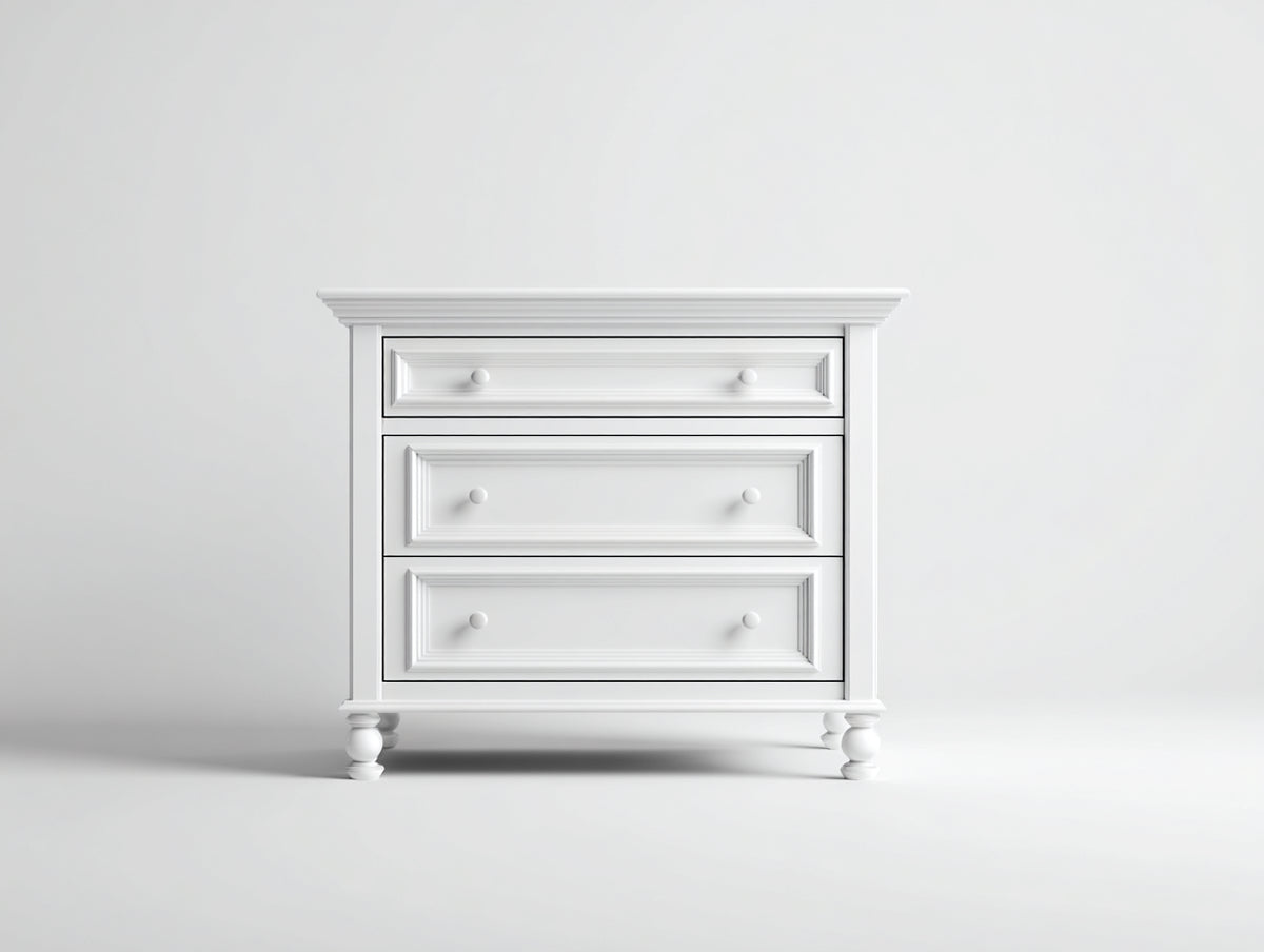 Commode - Bois manufacturé - 84 x 43 x 88 cm - Blanc - Style classique