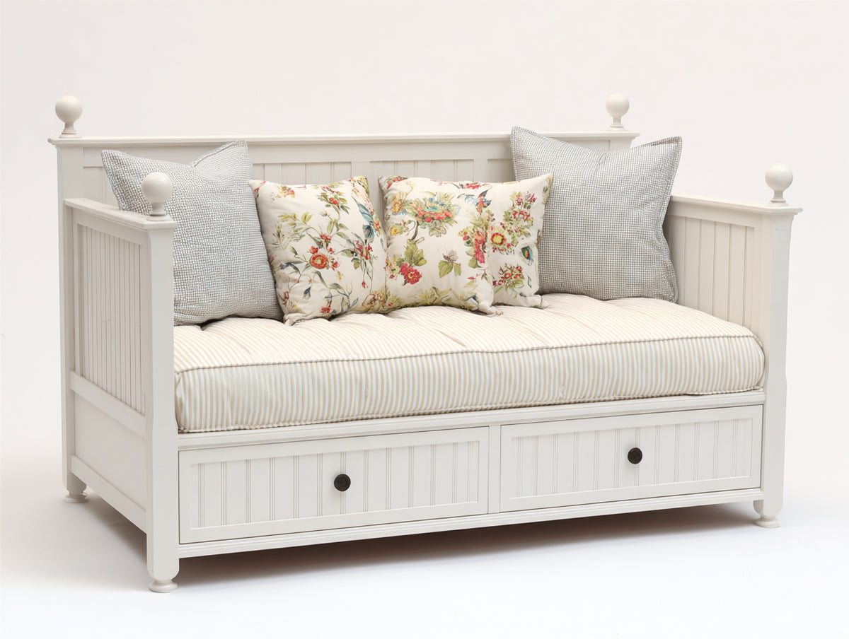 Canapé lit - Bois - 205x96x100 cm - Blanc - Style campagne