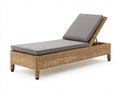 Bain de soleil - Rotin tressé-Tissu - 200 x 69 x 85cm - Naturel-Gris - Dossier inclinable