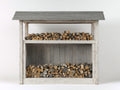 Abri à bûches - Bois - 160 x 60 x 150cm - Blanc vieilli-Gris - Rustique