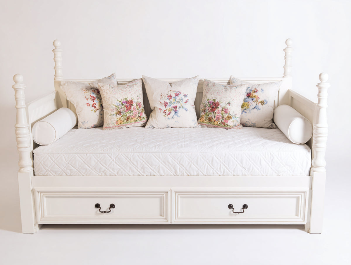 Canapé lit - Bois - 209x98x108 cm - Blanc - Style classique