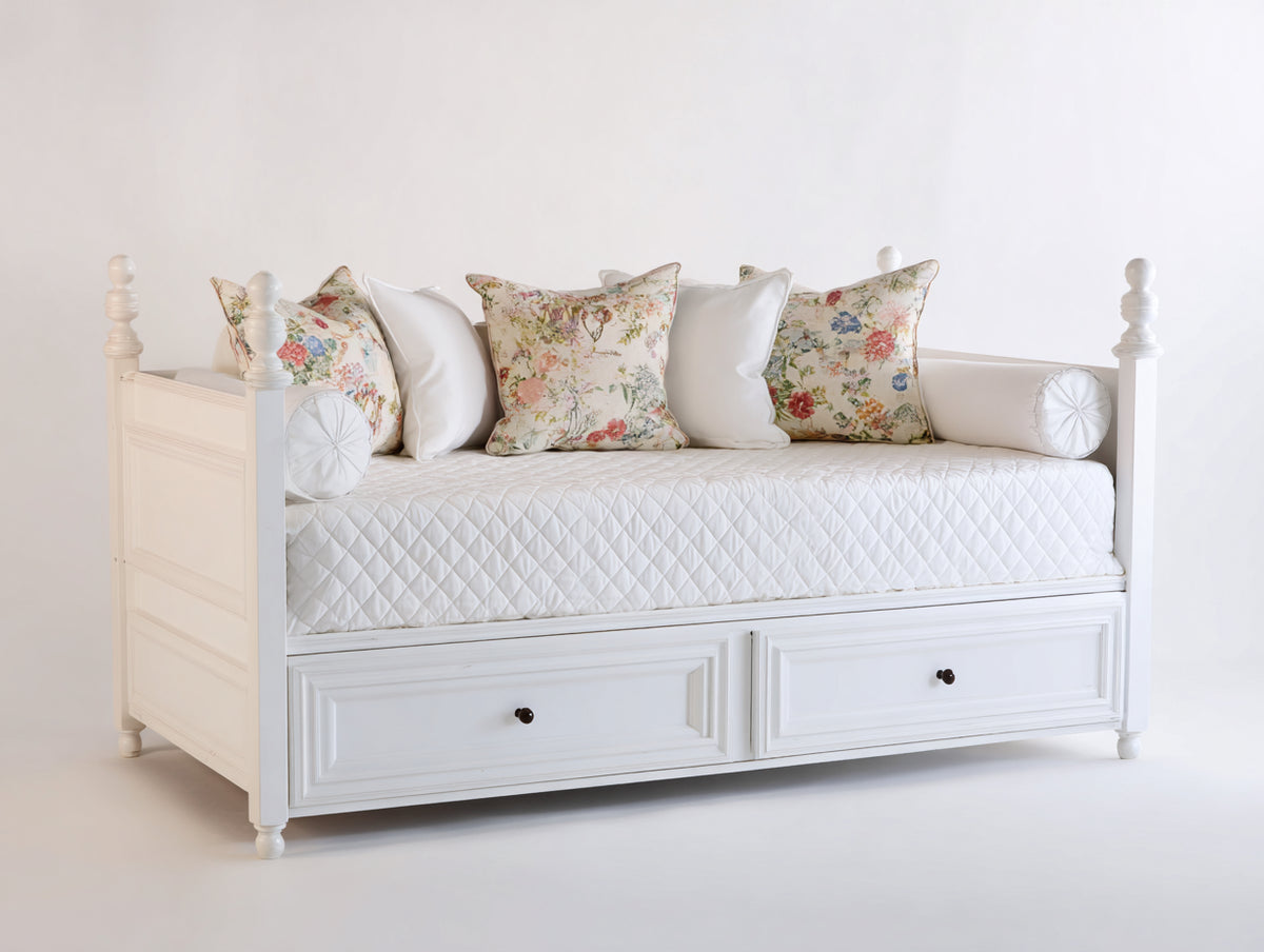 Canapé lit - Bois - 206x97x99 cm - Blanc - Style classique
